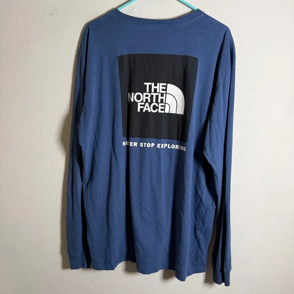 The North Face Mens XL Long Sleeve Graphic T-Shirt Never Stop Exploring Logo